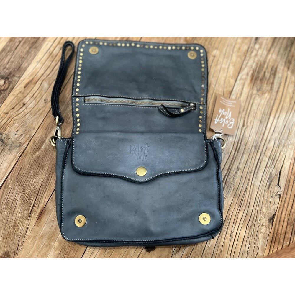 Free People Bolsa Nova Marisa Messenger Bag Studded Leather Purse Campomaggi - Picture 2 of 14